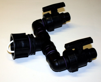 connector DN50 - S 60 x 6 female to 2 ball valves connector DN50 - S 60 x 6 female to 2 ball valves