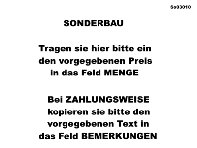 SONDERBAU - Aufpreis lt. BEMERKUNGEN / Beschreibung