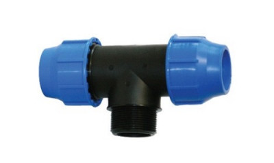 Klemmverbinder - T-Stück mit Aussengewinde am Mittelstutzen 32mm x 1" x 32mm /PP/NBR Klemmverbinder - T-Stück mit Aussengewinde am Mittelstutzen 32mm x 1" x 32mm /PP/NBR